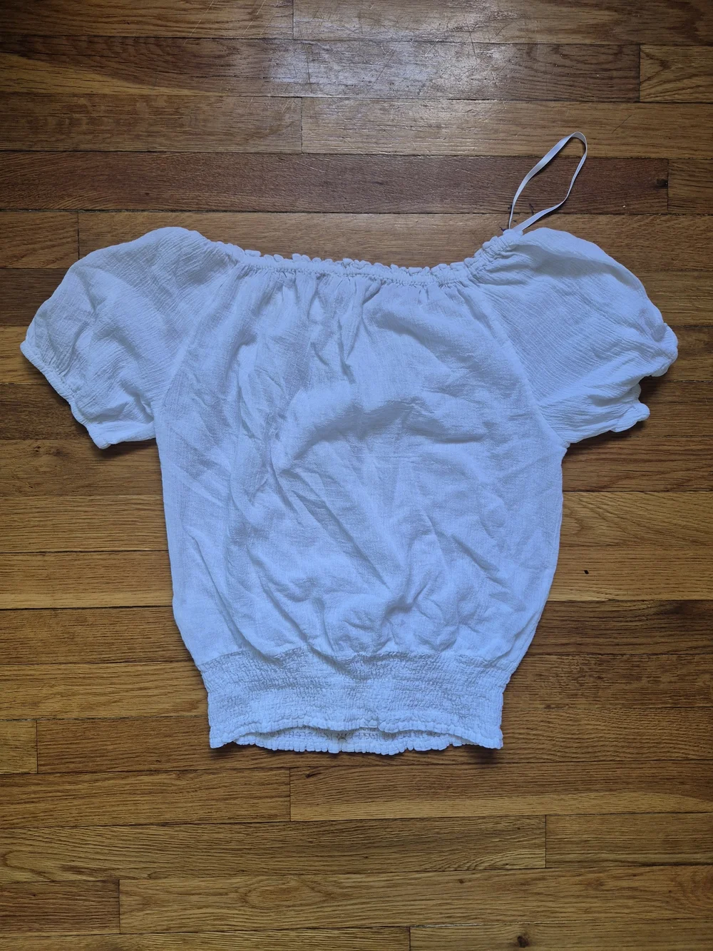 Michael Kors White Off-Shoulder Smocked Crop Top